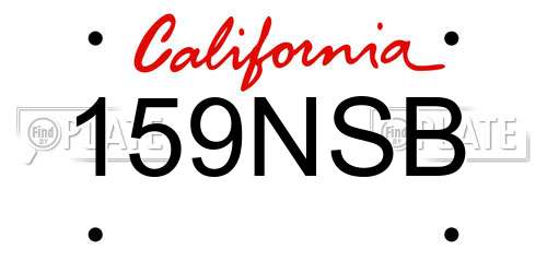 159NSB California License Plate