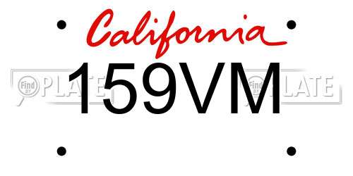 159VM California License Plate
