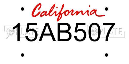 15AB507 California License Plate