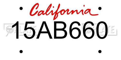 15AB660 California License Plate