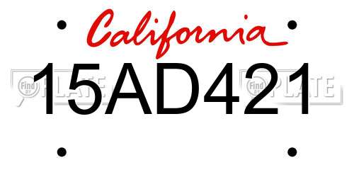 15AD421 California License Plate