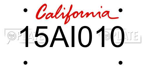 15AI010 California License Plate