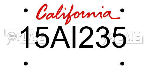 15AI235 California License Plate
