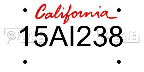 15AI238 California License Plate