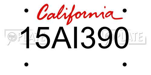 15AI390 California License Plate