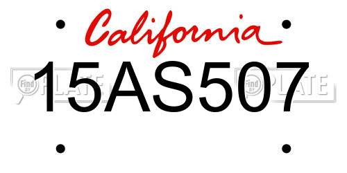 15AS507 California License Plate