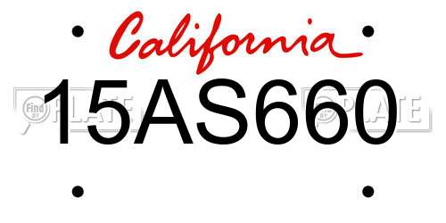15AS660 California License Plate