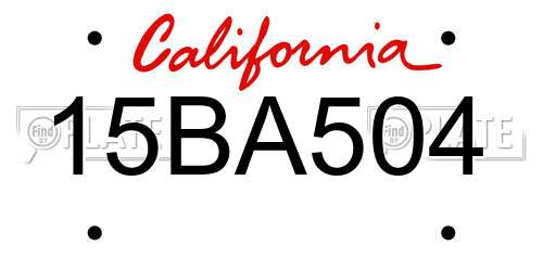 15BA504 California License Plate