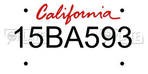15BA593 California License Plate