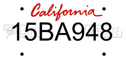 15BA948 California License Plate