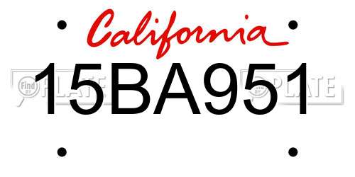 15BA951 California License Plate