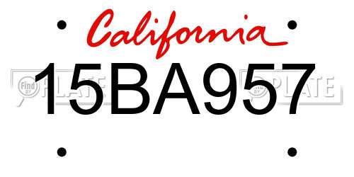 15BA957 California License Plate