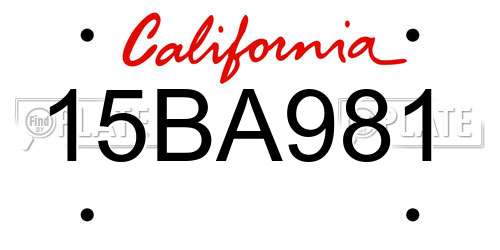15BA981 California License Plate