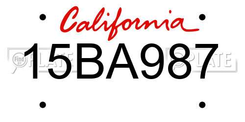 15BA987 California License Plate