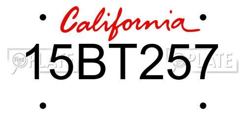 15BT257 California License Plate