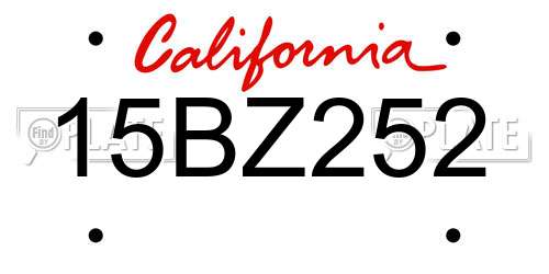 15BZ252 California License Plate