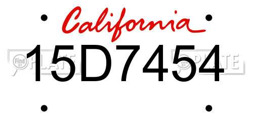 15D7454 California License Plate