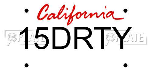 15DRTY California License Plate