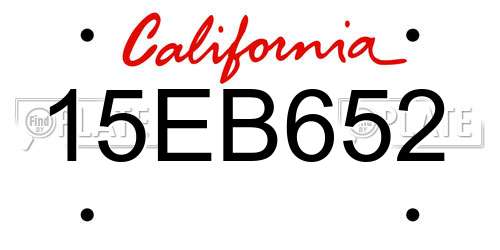 15EB652 California License Plate