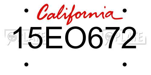 15EO672 California License Plate