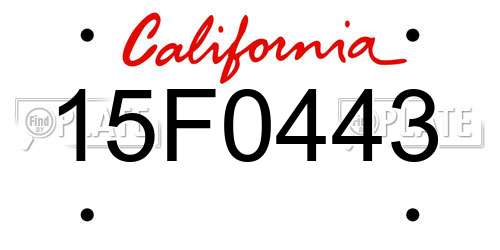 15F0443 California License Plate