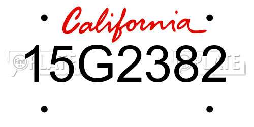 15G2382 California License Plate