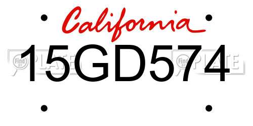 15GD574 California License Plate