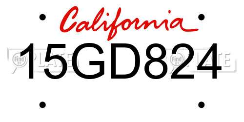 15GD824 California License Plate