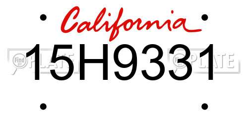 15H9331 California License Plate