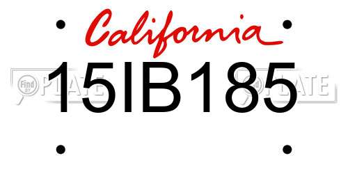 15IB185 California License Plate