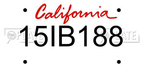 15IB188 California License Plate