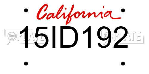 15ID192 California License Plate