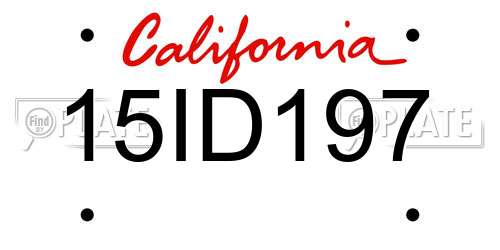 15ID197 California License Plate
