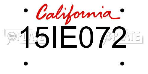 15IE072 California License Plate