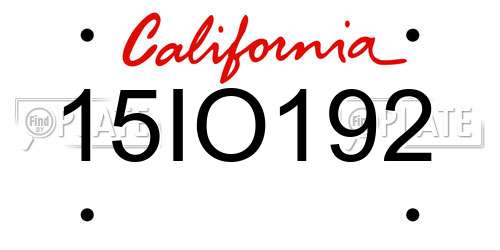 15IO192 California License Plate
