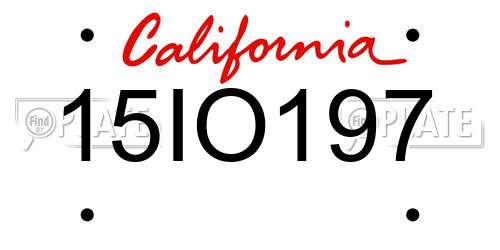 15IO197 California License Plate