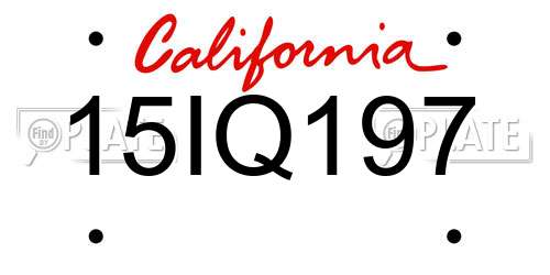15IQ197 California License Plate