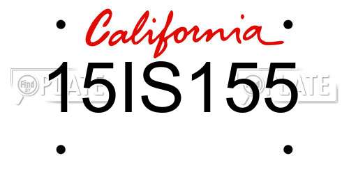 15IS155 California License Plate