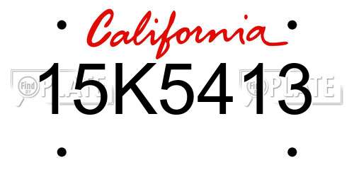 15K5413 California License Plate