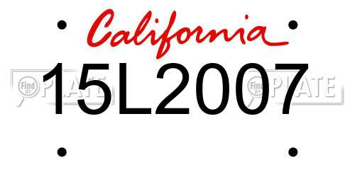 15L2007 California License Plate