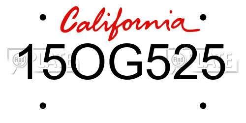 15OG525 California License Plate