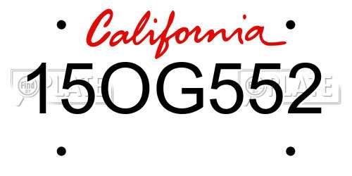 15OG552 California License Plate