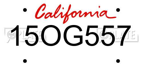 15OG557 California License Plate