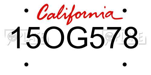 15OG578 California License Plate