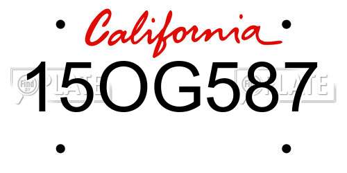 15OG587 California License Plate