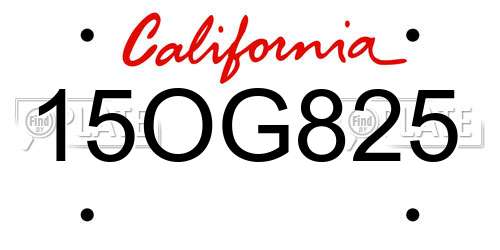 15OG825 California License Plate