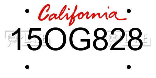 15OG828 California License Plate