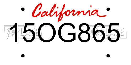 15OG865 California License Plate