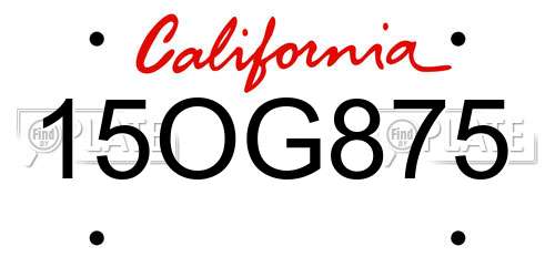 15OG875 California License Plate