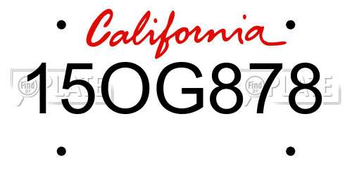 15OG878 California License Plate